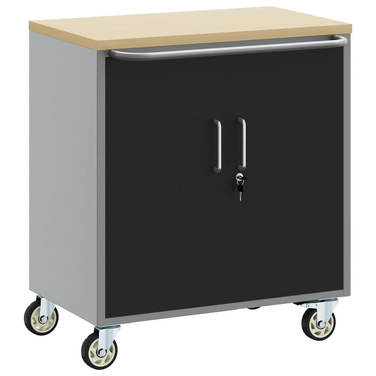 Vidaxxl Werkbank mit Regal mit Rad schwarz und grau 75 x 45 x 85 cm