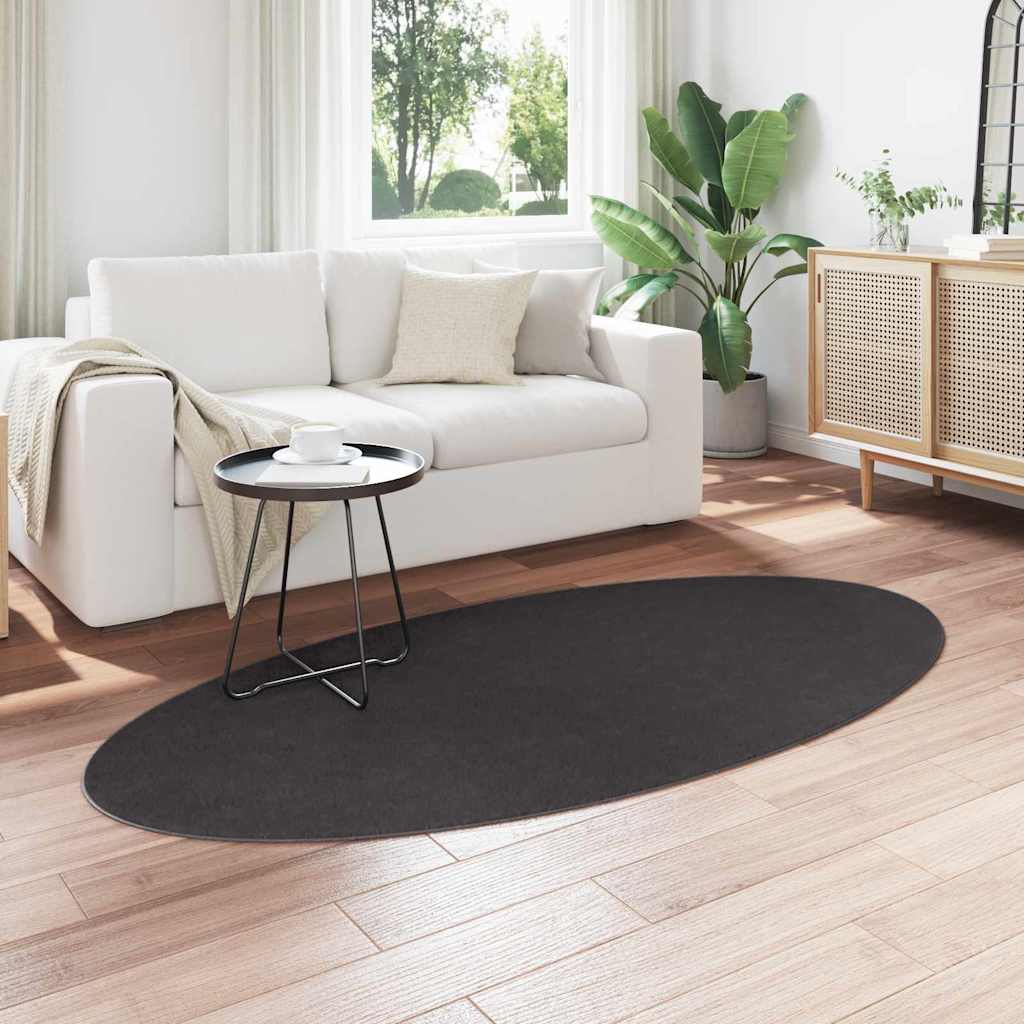 Vidaxl Teppiche Oval Huarte Anthrazit 100 x 200 cm 100 % Polyester