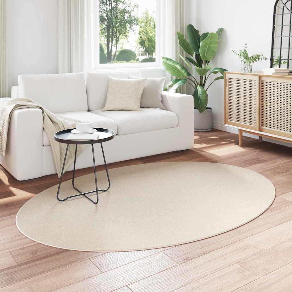 Vidaxl Teppiche Oval Huarte Beige 140 x 200 cm 100 % Polyester