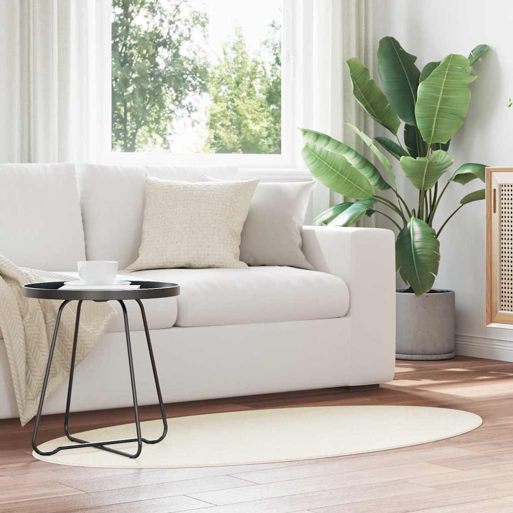 Vidaxl Teppiche Oval Huarte Creme 80 x 150 cm 100 % Polyester