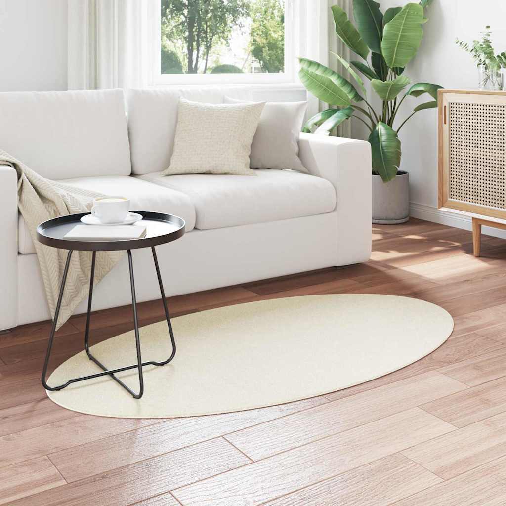 Vidaxl Teppiche Oval Huarte Creme 80 x 150 cm 100 % Polyester