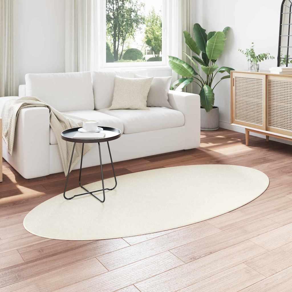 Vidaxl Teppiche Oval Huarte Creme 100 x 200 cm 100 % Polyester