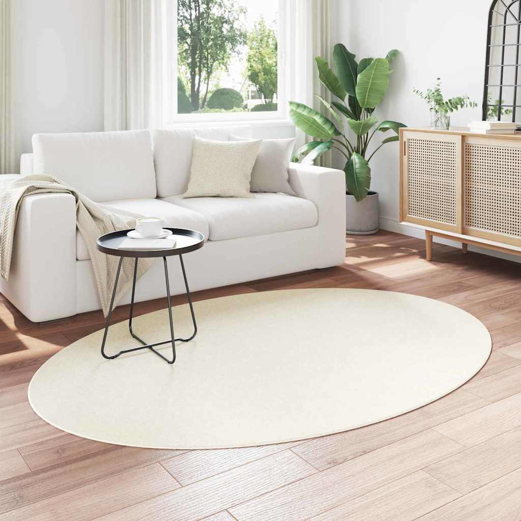 Vidaxl Teppiche Oval Huarte Creme 140 x 200 cm 100 % Polyester