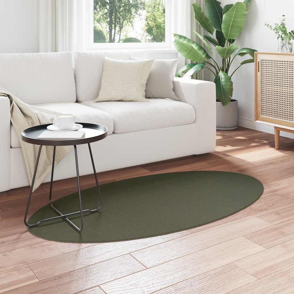 Vidaxl Teppiche oval Huarte Waldgrün 80 x 150 cm 100 % Polyester