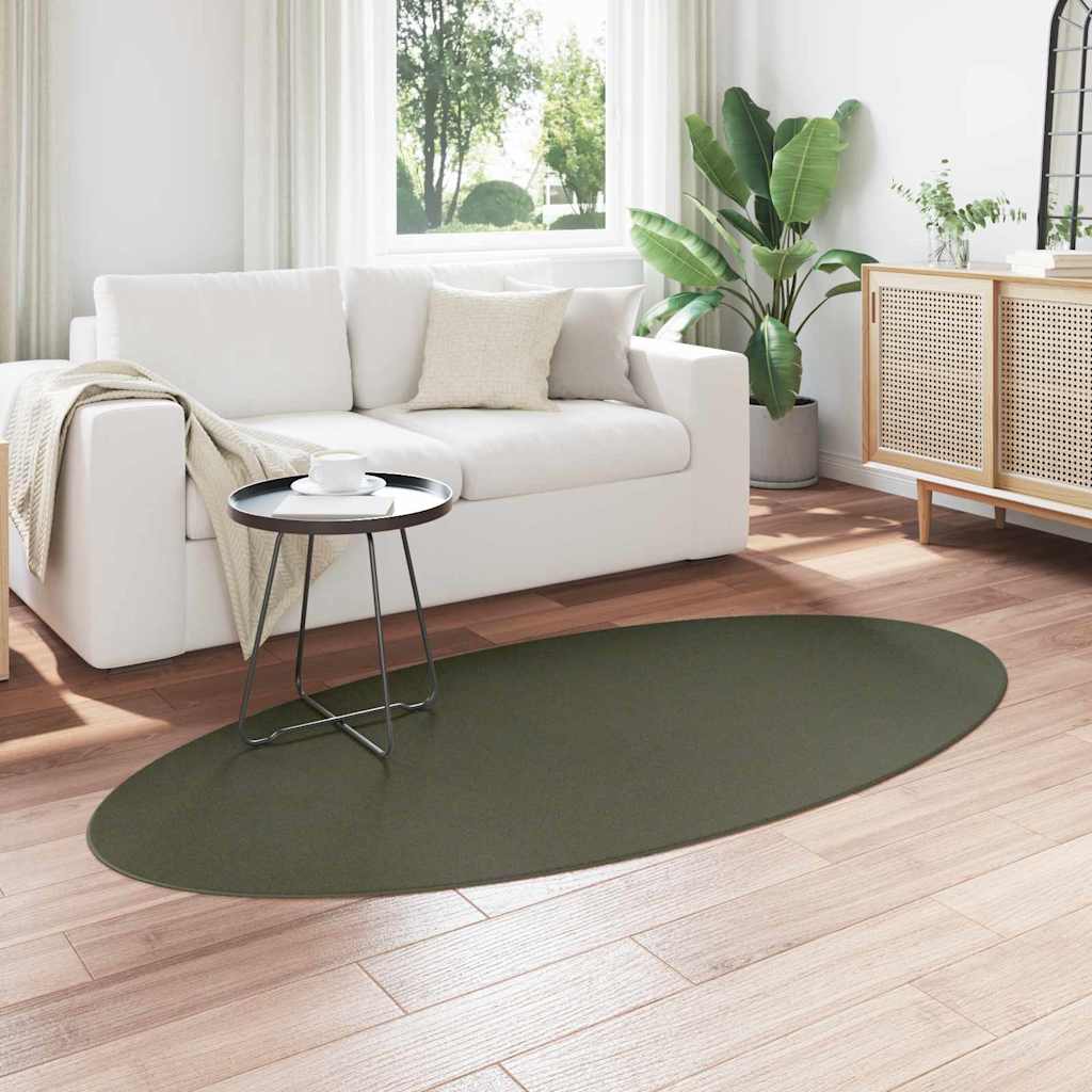 Vidaxl Teppiche oval Huarte Waldgrün 100 x 200 cm 100 % Polyester