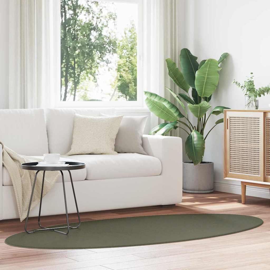Vidaxl Teppiche oval Huarte Waldgrün 170 x 120 cm 100 % Polyester