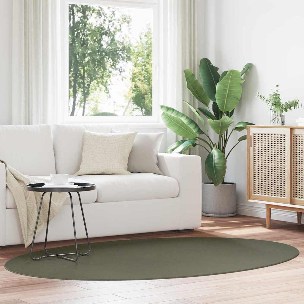 Vidaxl Teppiche oval Huarte Waldgrün 140 x 200 cm 100 % Polyester