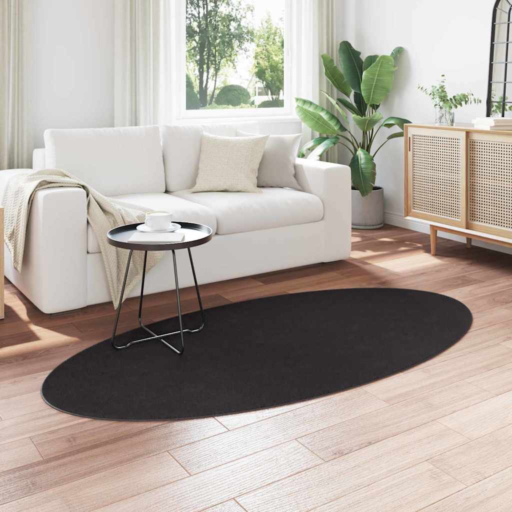 Vidaxl Teppiche Oval Huarte Schwarz 100 x 200 cm 100 % Polyester