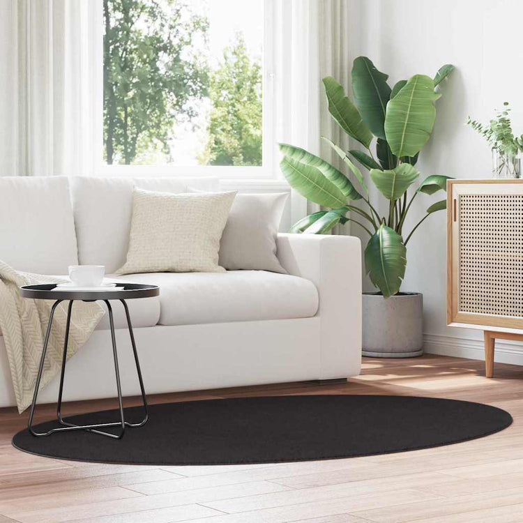 Vidaxl Teppiche Oval Huarte Schwarz 120 x 170 cm 100 % Polyester