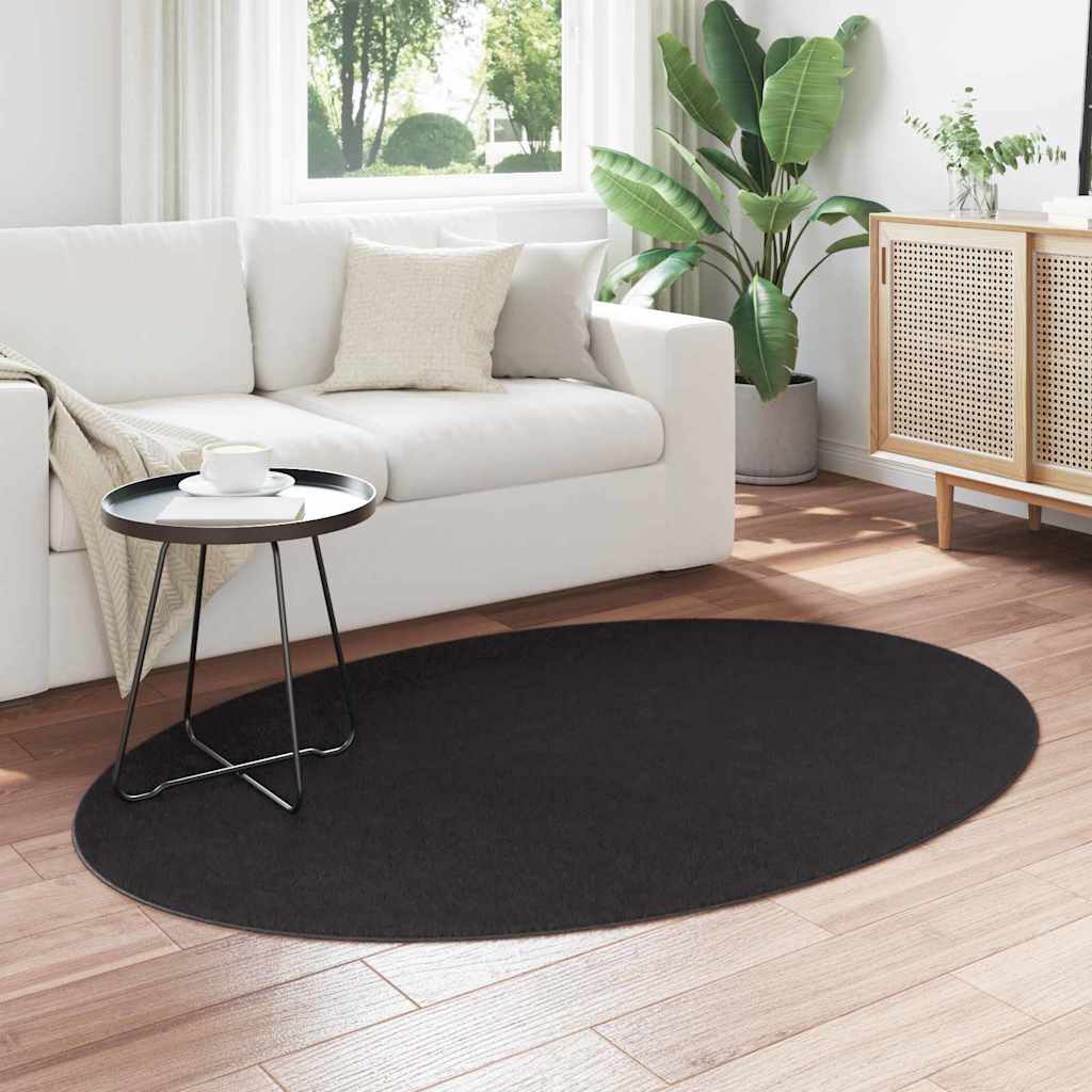 Vidaxl Teppiche Oval Huarte Schwarz 120 x 170 cm 100 % Polyester