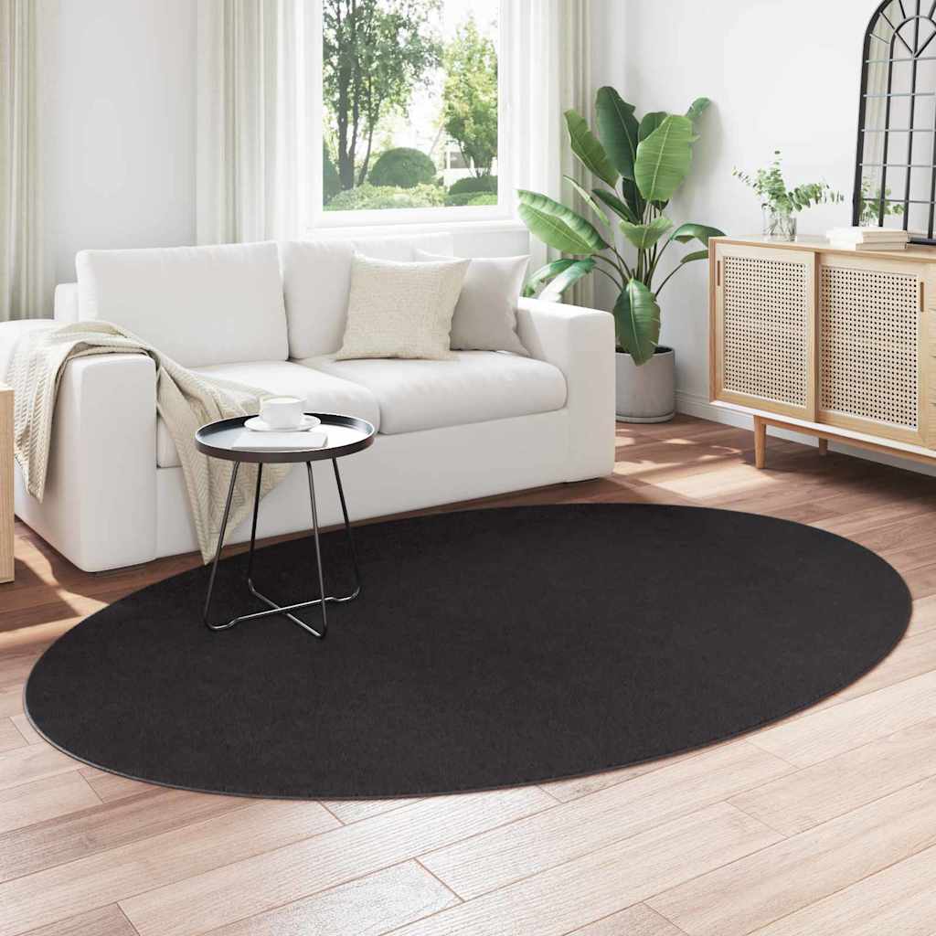 Vidaxl Teppiche Oval Huarte Schwarz 160 x 230 cm 100 % Polyester
