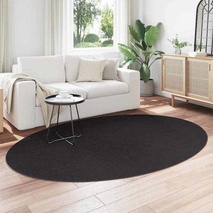 Vidaxl Teppiche Oval Huarte Schwarz 160 x 230 cm 100 % Polyester