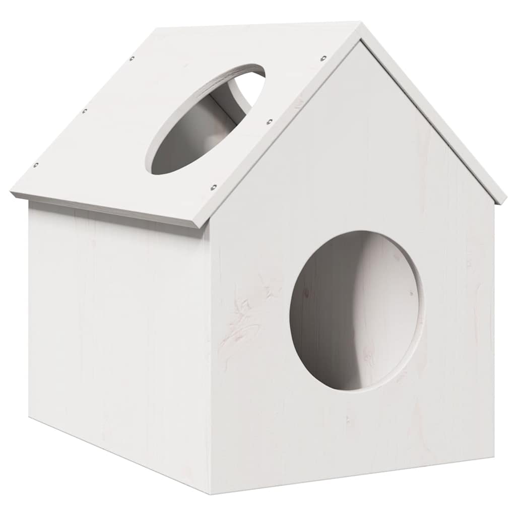 VidaXL Katzenhaus 41x50x50 cm massives Kiefernholz weiß