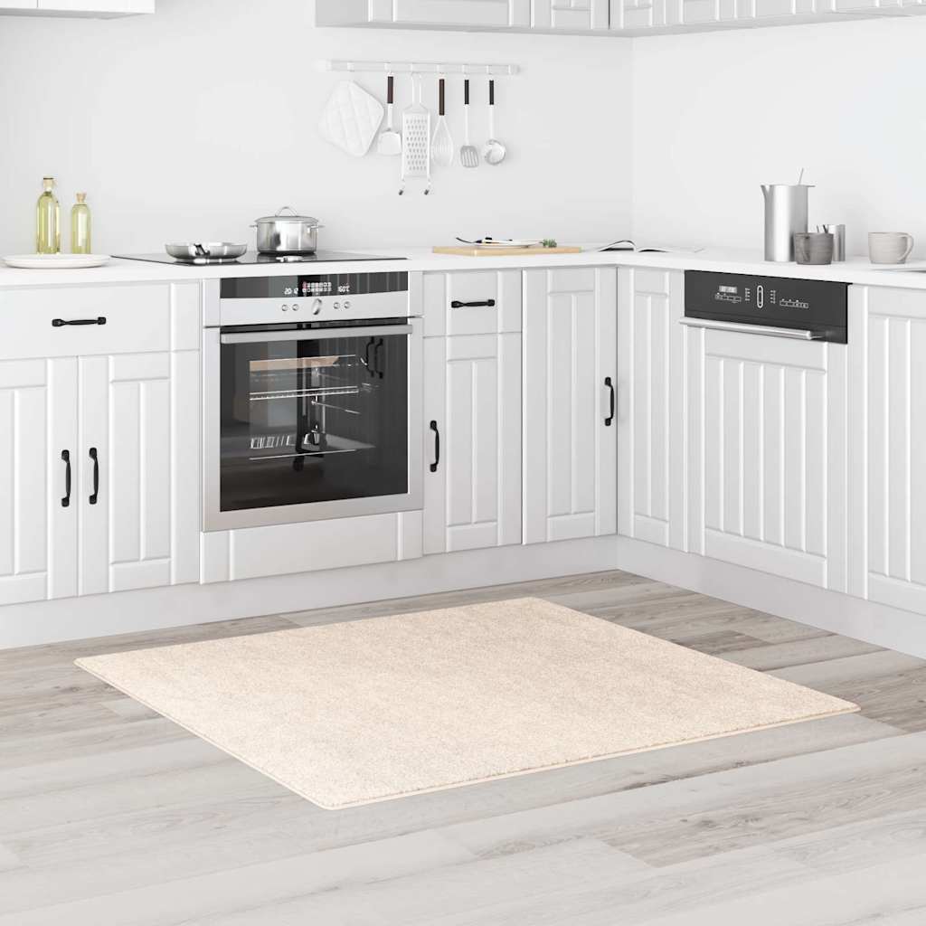 Vidaxx Anti-Rutsch-Shaggy-Teppich Creme 120 x 120 cm PP