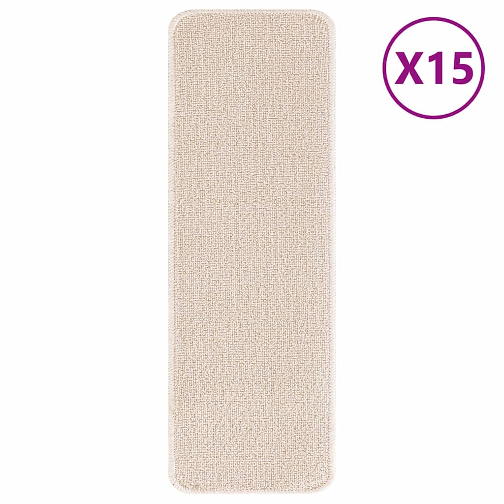 Vidaxx Anti-Rutsch-Stufenmatten Latexrücken 15 Stück Creme 60 x 25 cm PP