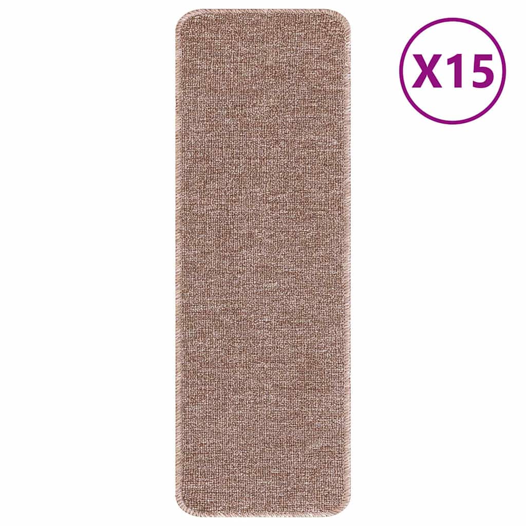 Vidaxl Anti-Rutsch-Stufenmatten 15 Stück hellbraun 60 x 25 cm PP