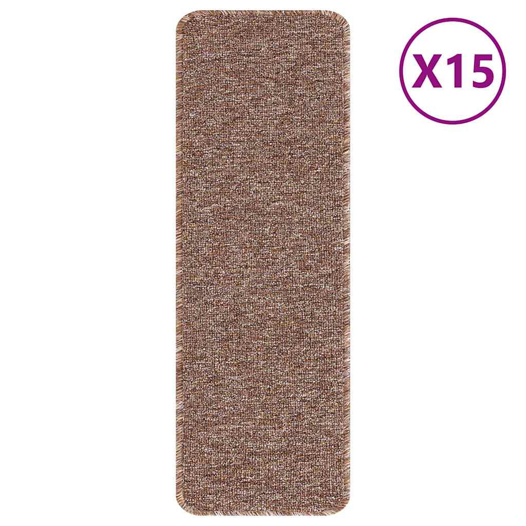 Vidaxx Anti-Rutsch-Stufenmatten Latexrücken 15 Stück braun 60 x 25 cm PP