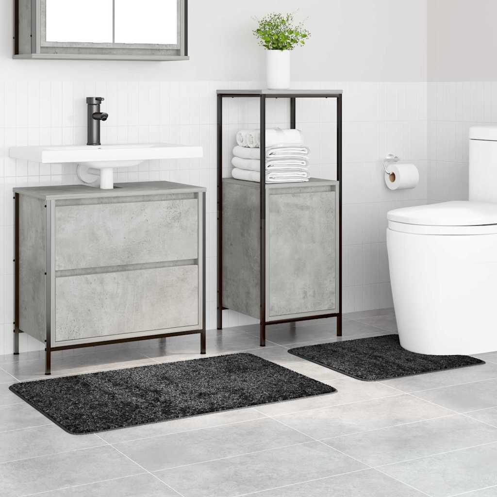 VidaXL Anti-Rutsch-Badematten-Set 2-tlg. dunkelgrau PP