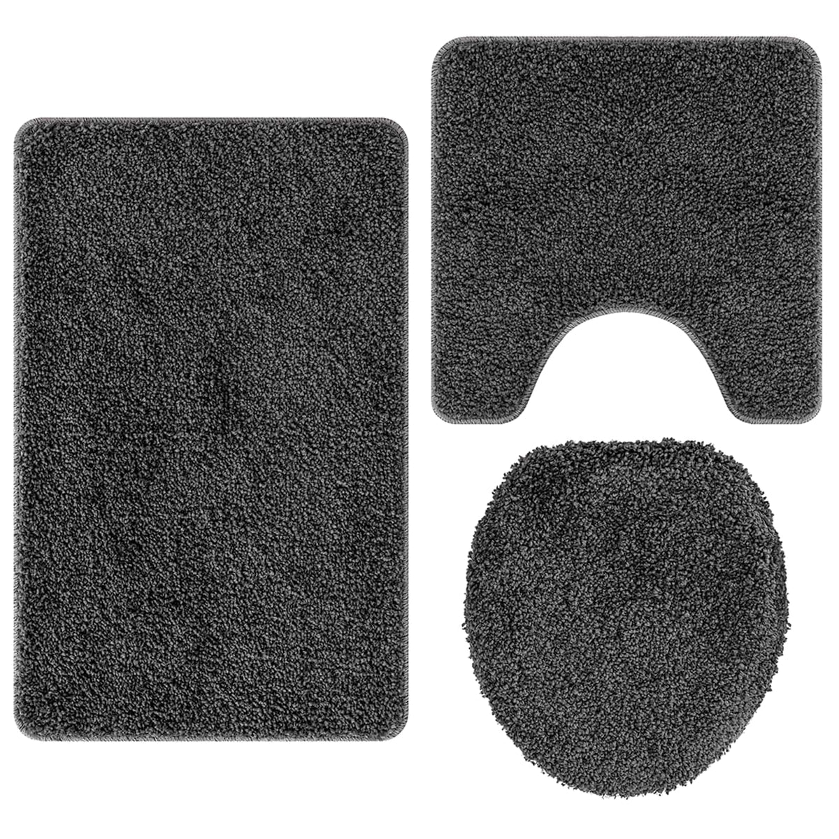 VidaXL Anti-Rutsch-Badematten-Set 3-tlg. dunkelgrau PP