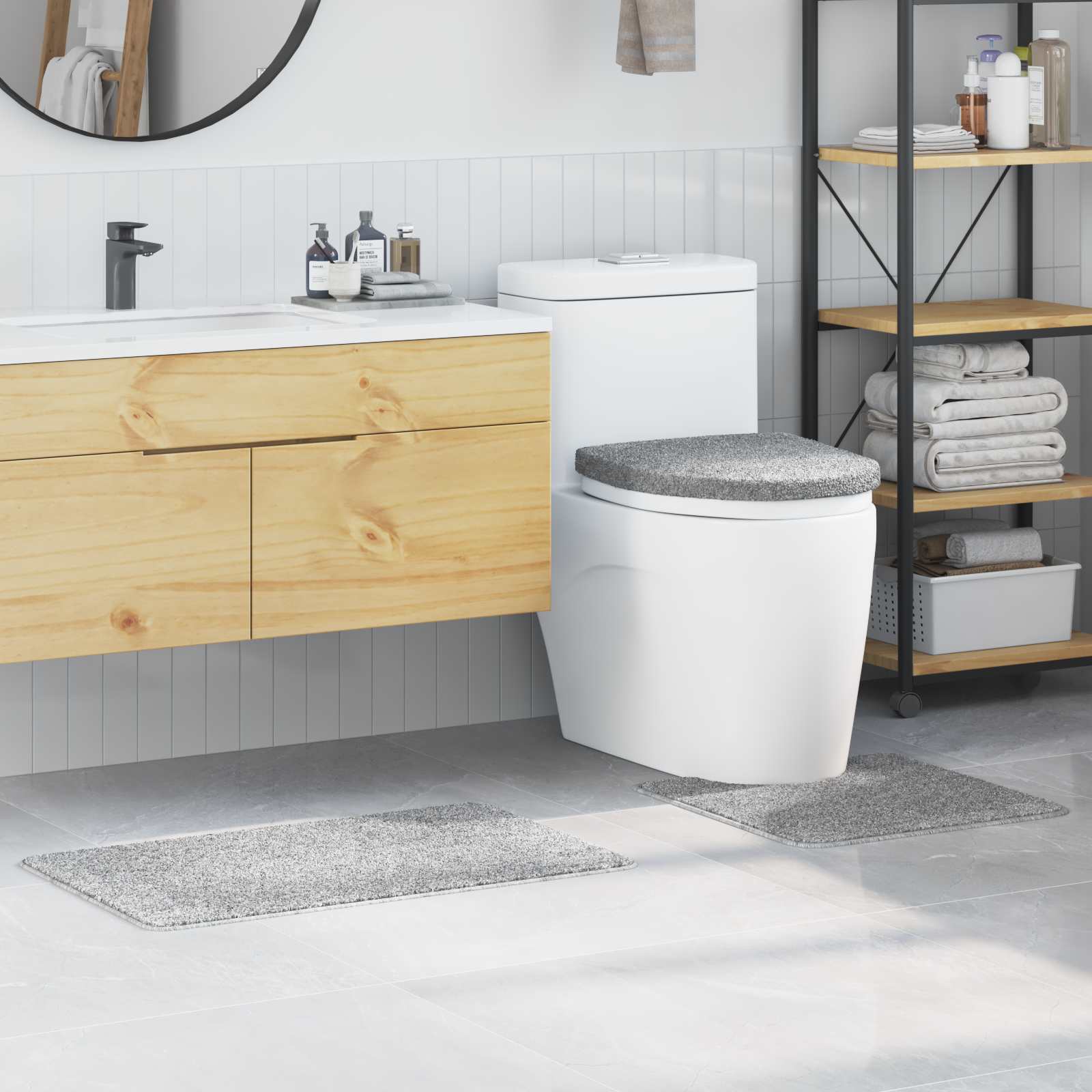 VidaXL Anti-Rutsch-Badematten-Set 3-tlg. Grau PP