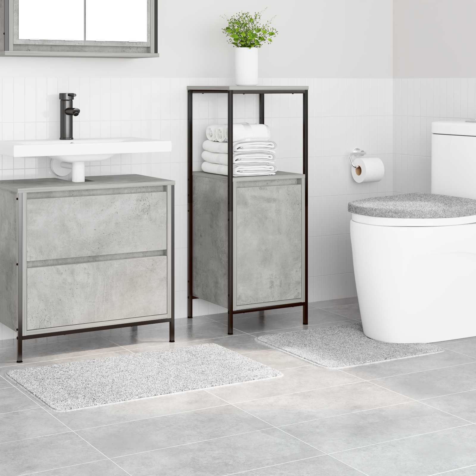 VidaXL Anti-Rutsch-Badematten-Set 3-tlg. Grau PP