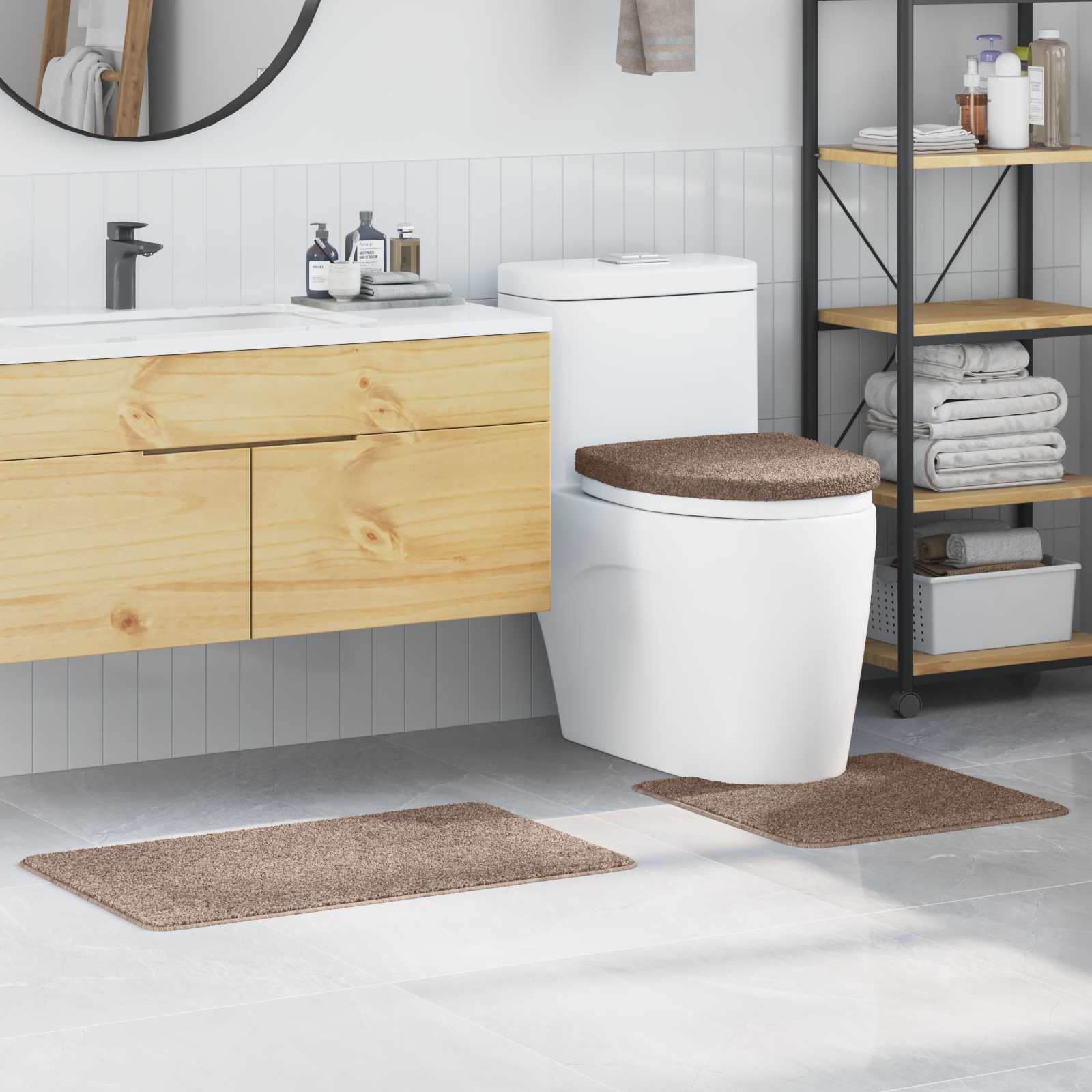 VidaXL Anti-Rutsch-Badematten-Set 3-tlg. braun PP