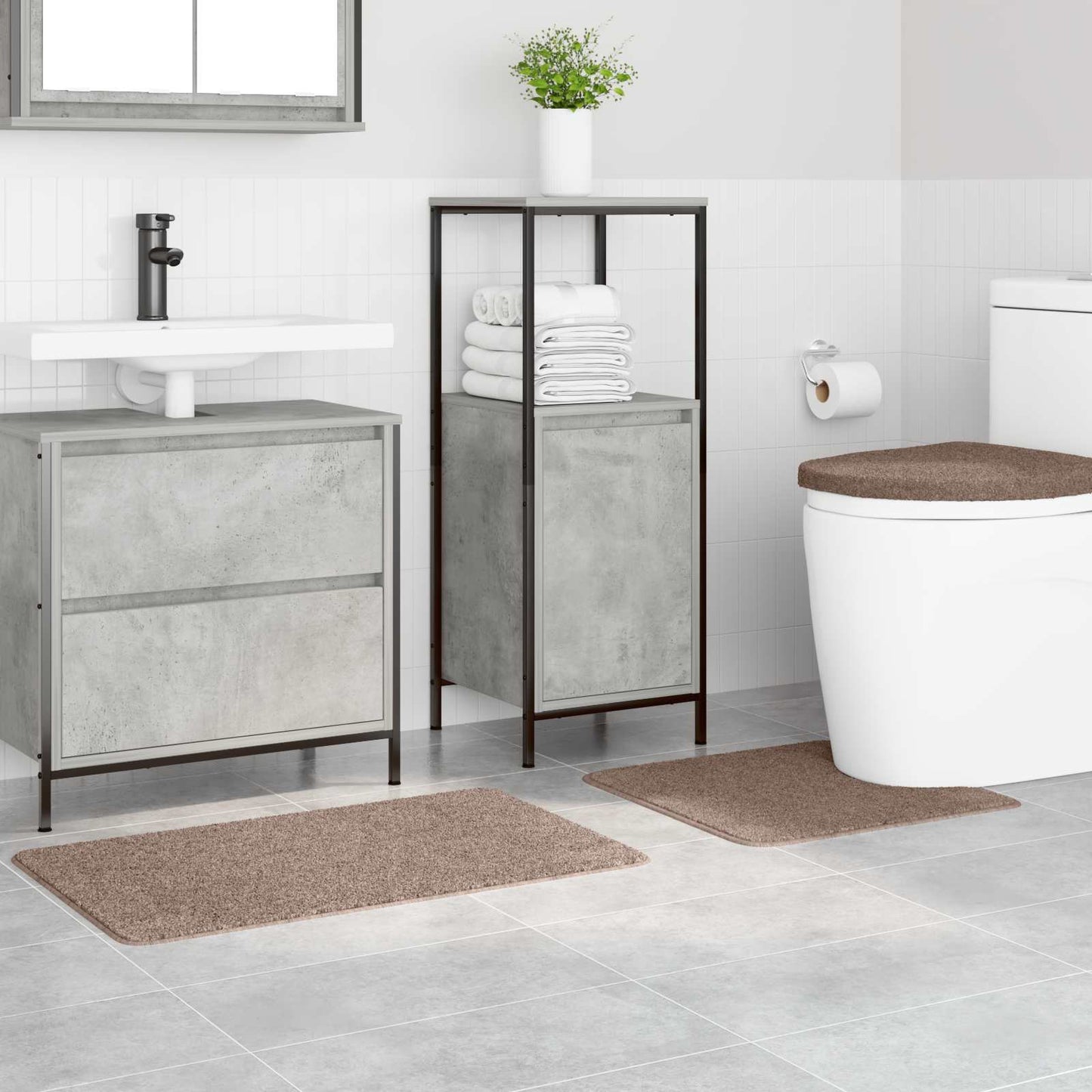 VidaXL Anti-Rutsch-Badematten-Set 3-tlg. braun PP