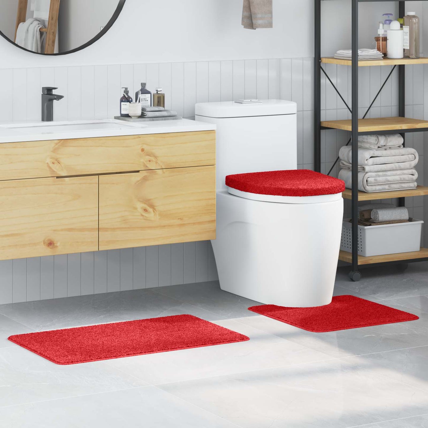 VidaXL Anti-Rutsch-Badematten-Set 3-tlg. Rot PP