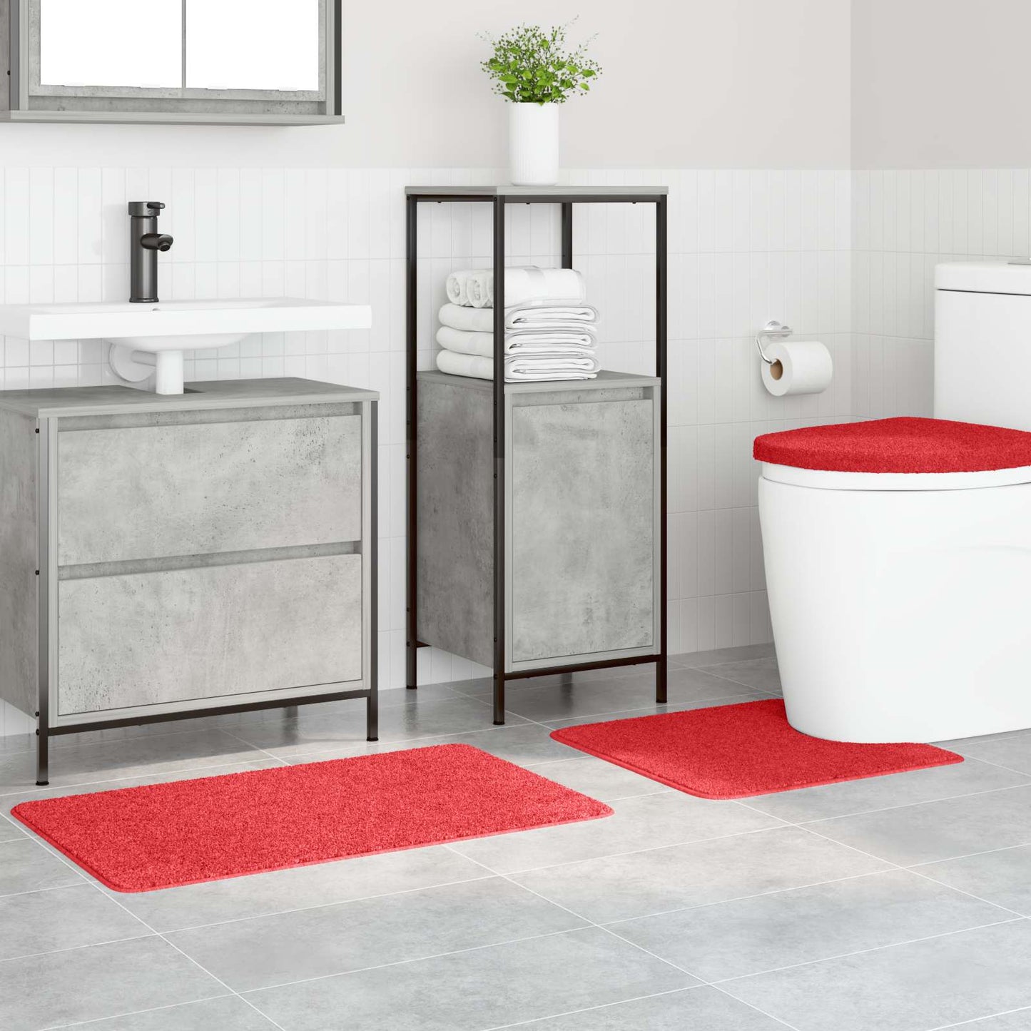 VidaXL Anti-Rutsch-Badematten-Set 3-tlg. Rot PP