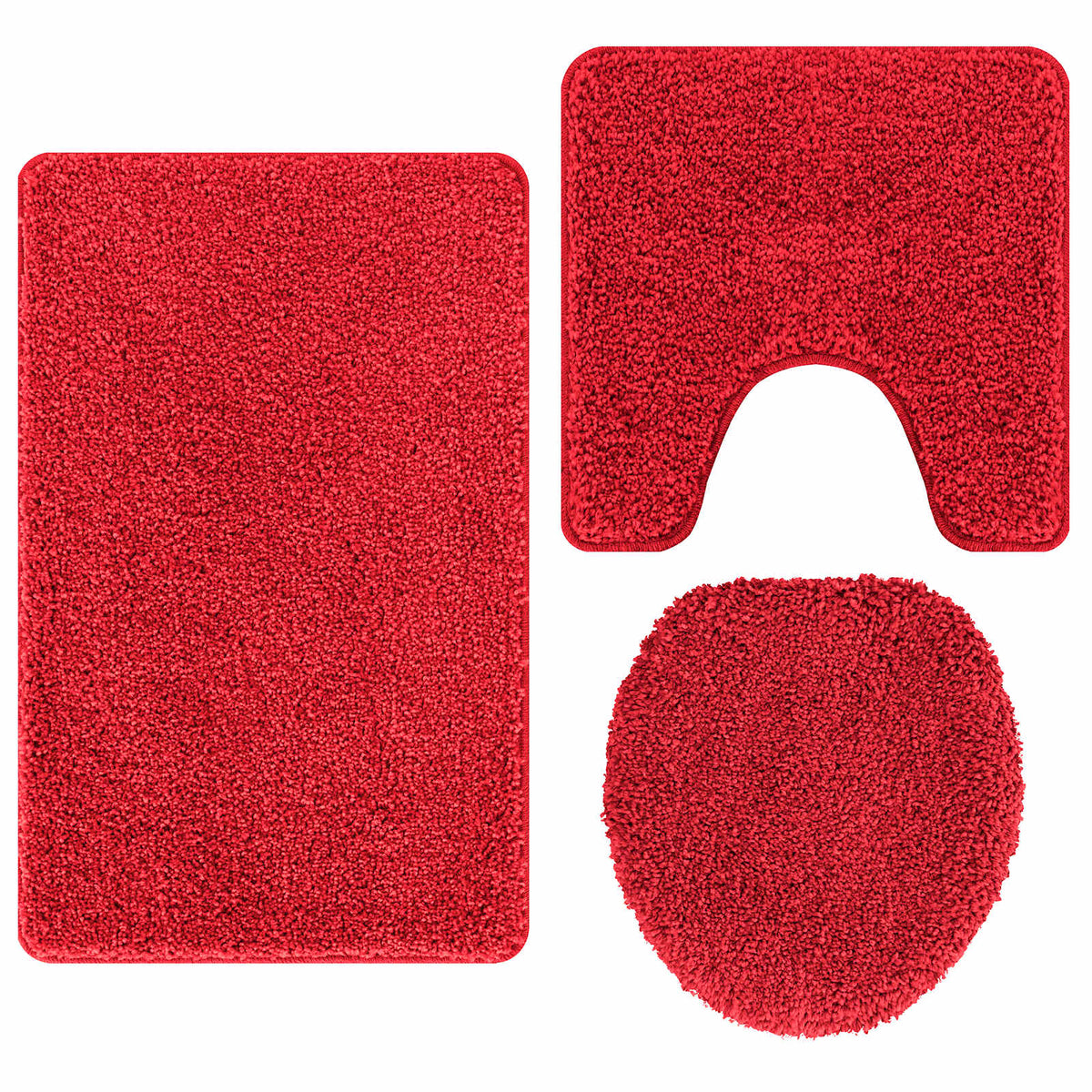 VidaXL Anti-Rutsch-Badematten-Set 3-tlg. Rot PP
