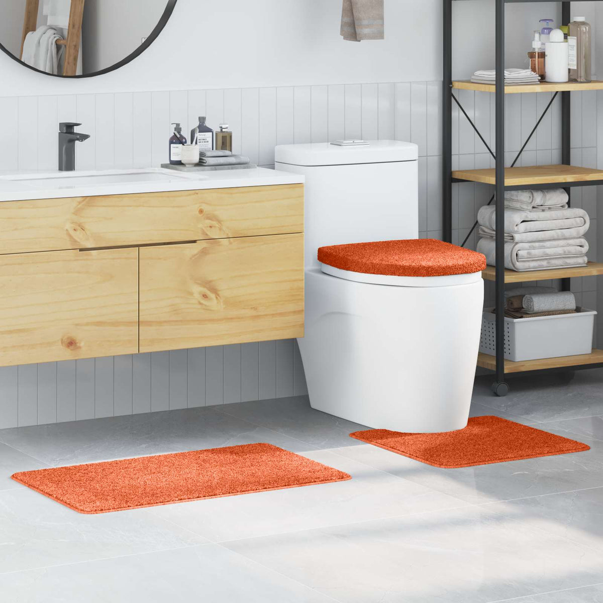 Vidaxx Anti-Rutsch-Badematten-Set 3-tlg. Orange PP