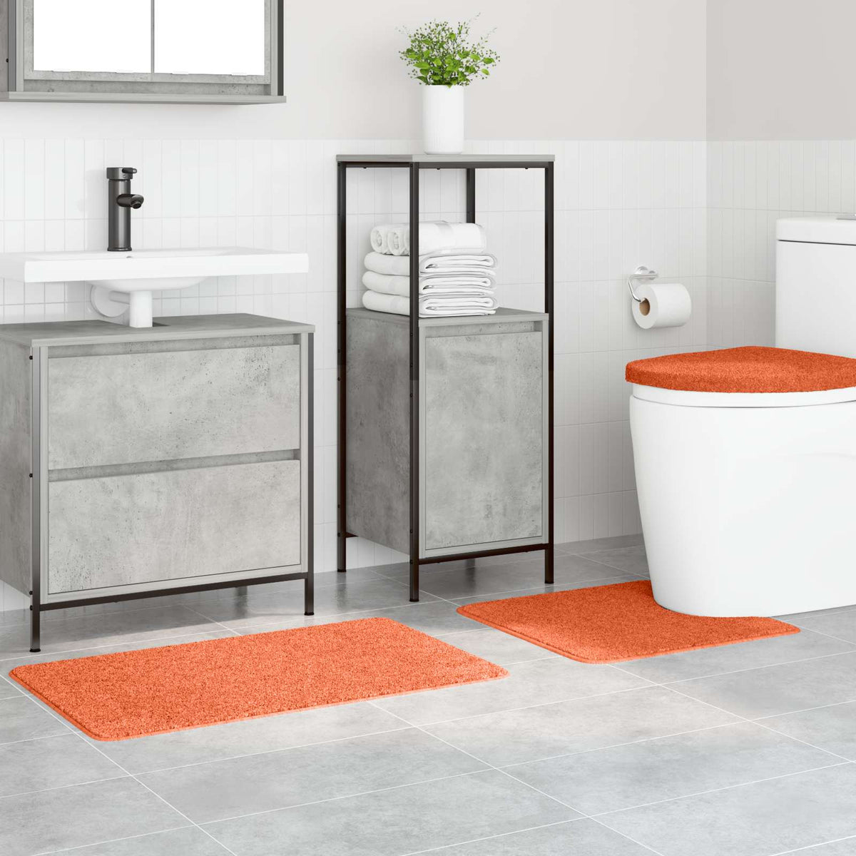 Vidaxx Anti-Rutsch-Badematten-Set 3-tlg. Orange PP