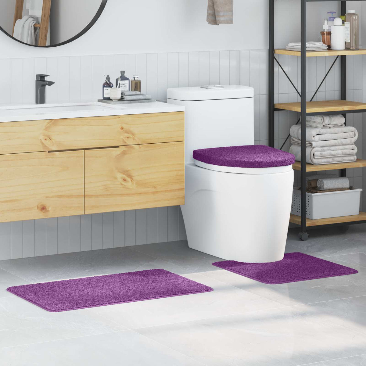 VidaXL Anti-Rutsch-Badematten-Set 3-tlg. Lila PP