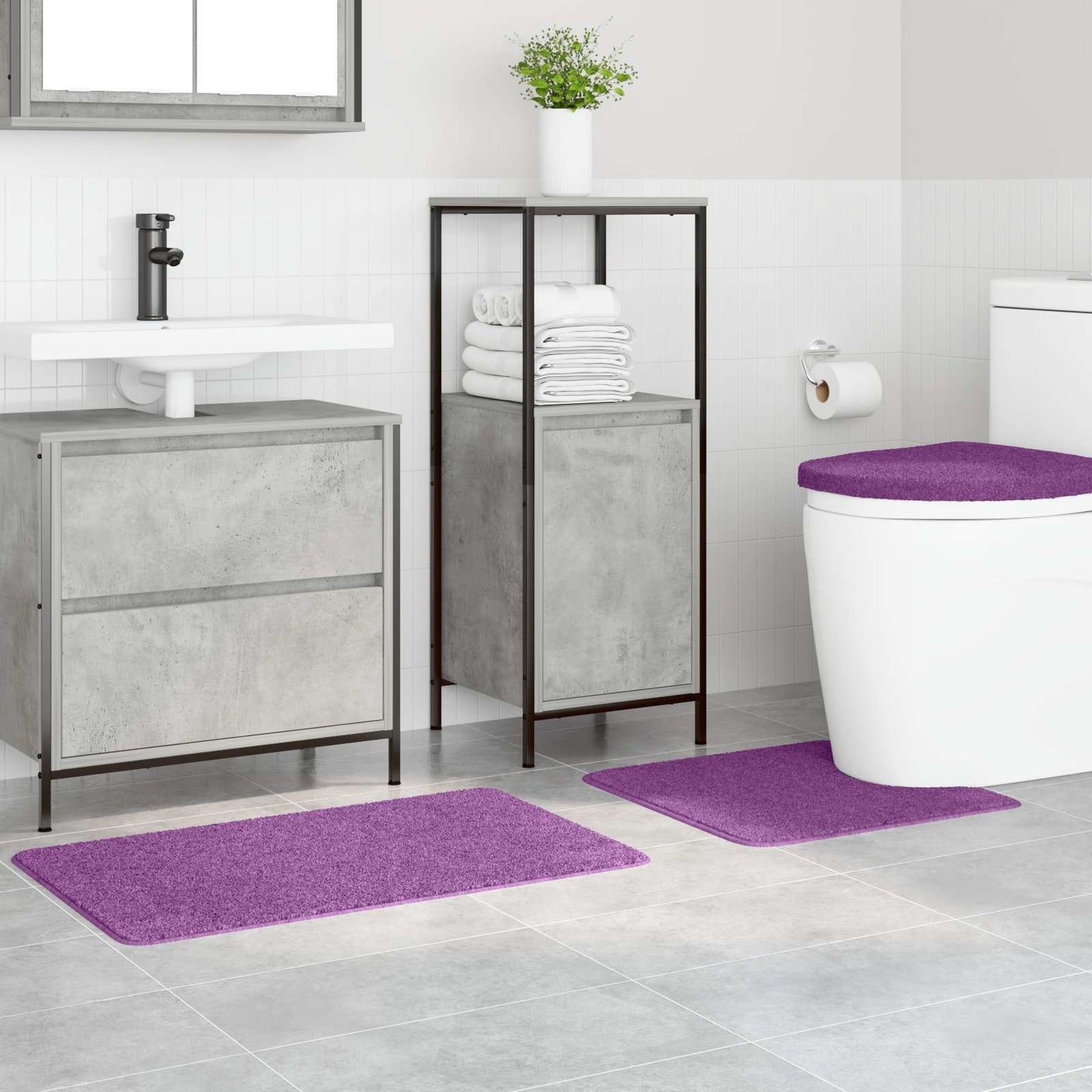 VidaXL Anti-Rutsch-Badematten-Set 3-tlg. Lila PP