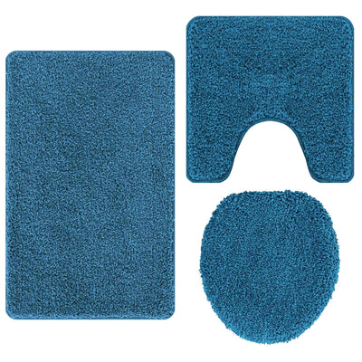 Vidaxxl Anti-Rutsch-Badematten-Set 3-tlg. blau PP