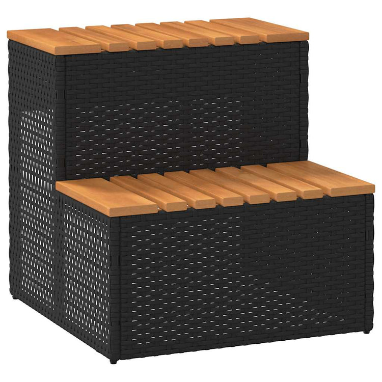Vidaxl Hottub-Opplement 50x50x50,5 cm Poly Rattan Festkörper-Acaciahout Schwarz