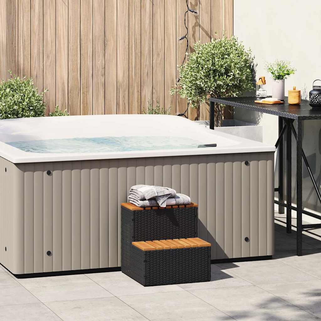 Vidaxl Hottub-Opplement 50x50x50,5 cm Poly Rattan Festkörper-Acaciahout Schwarz