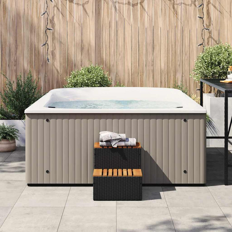 Vidaxl Hottub-Opplement 50x50x50,5 cm Poly Rattan Festkörper-Acaciahout Schwarz