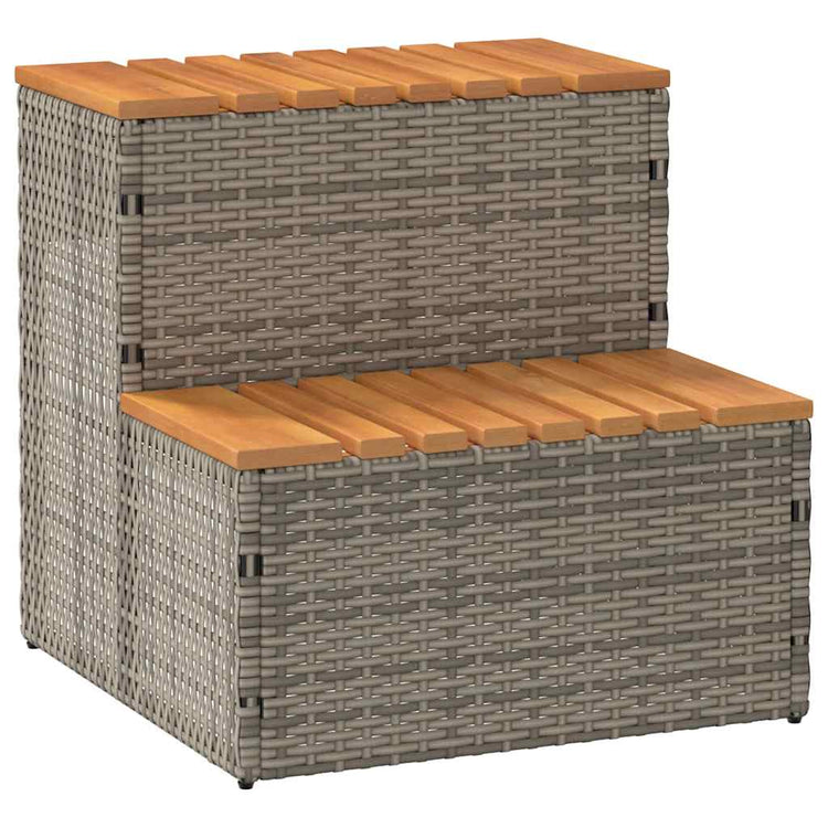 Vidaxl Hottub-Opplement 50x50x50,5 cm Poly Rattan Festes Akaziahout Grau