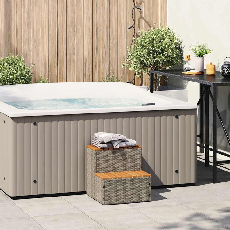 Vidaxl Hottub-Opplement 50x50x50,5 cm Poly Rattan Festes Akaziahout Grau
