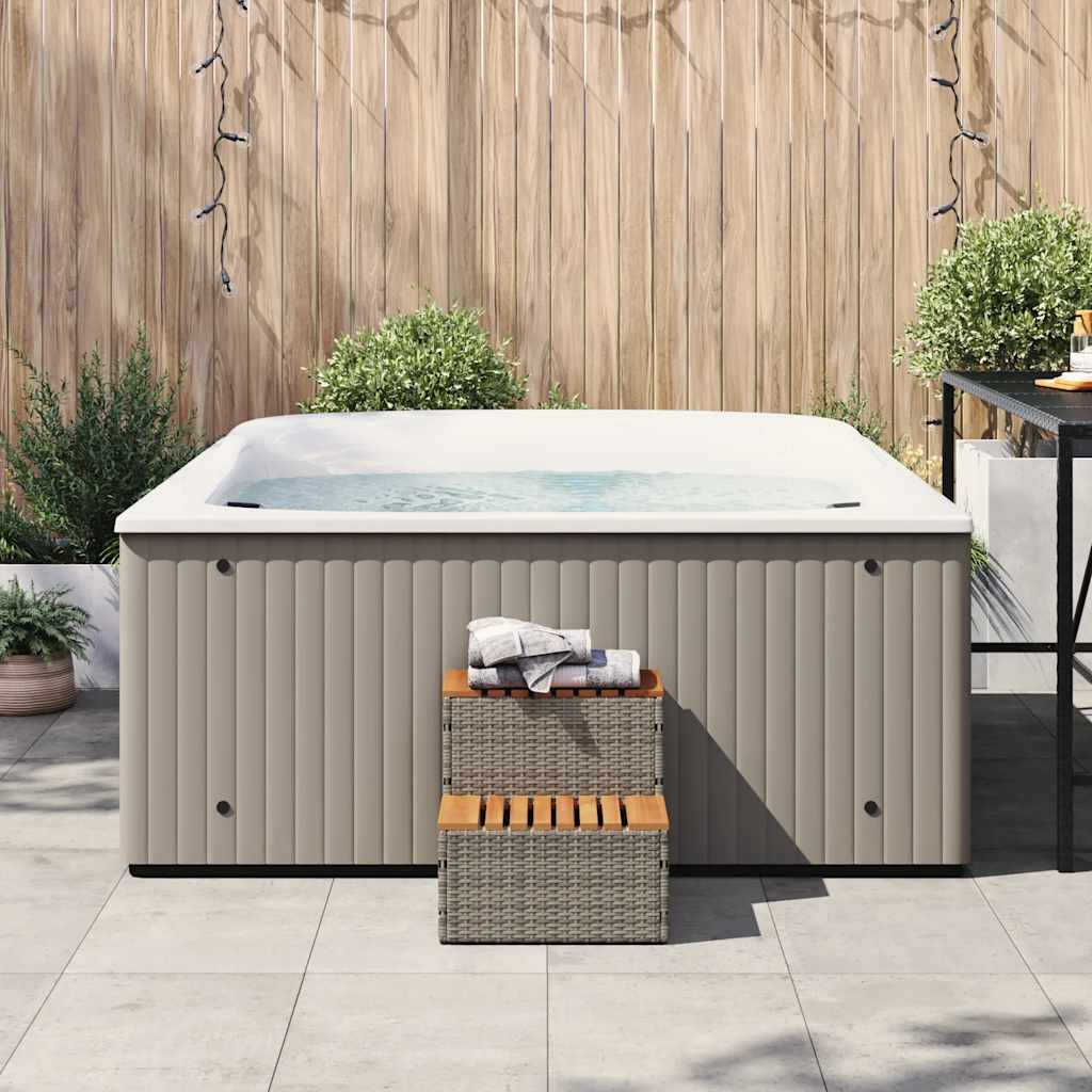 Vidaxl Hottub-Opplement 50x50x50,5 cm Poly Rattan Festes Akaziahout Grau