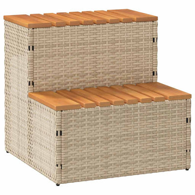 Vidaxl Hottub-Opplement 50x50x50,5 cm Poly Rattan Festkörper-Acaciahout Beige