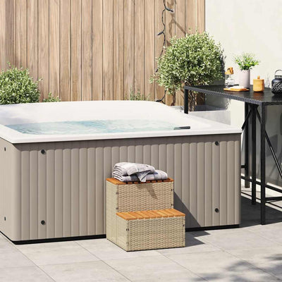 Vidaxl Hottub-Opplement 50x50x50,5 cm Poly Rattan Festkörper-Acaciahout Beige