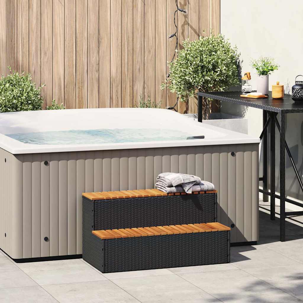 Vidaxl Hottub-Opplement 100x50x50,5 cm Poly Rattan Festkörper-Acaciahout
