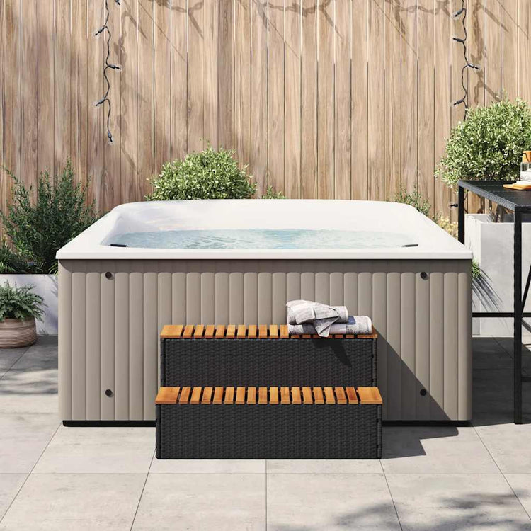 Vidaxl Hottub-Opplement 100x50x50,5 cm Poly Rattan Festkörper-Acaciahout