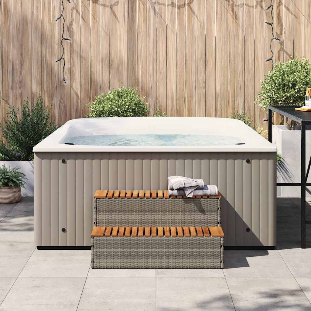 Vidaxl Hottub-Opplement 100x50x50,5 cm Poly Rattan Festkörper-Acaciahout