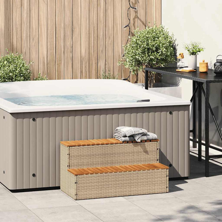 Vidaxx Whirlpool-Stufe 100 x 50 x 50,5 cm, Polyrattan, massives Akazienholz