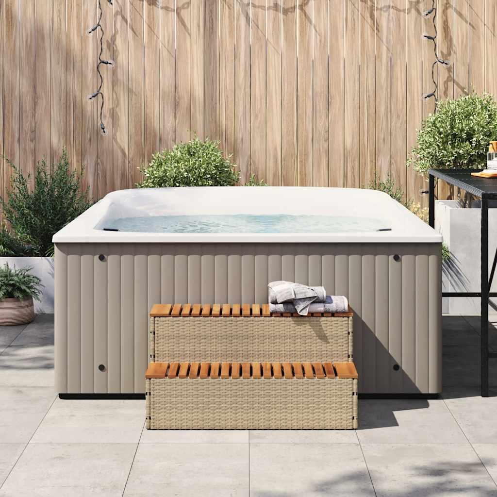 Vidaxx Whirlpool-Stufe 100 x 50 x 50,5 cm, Polyrattan, massives Akazienholz