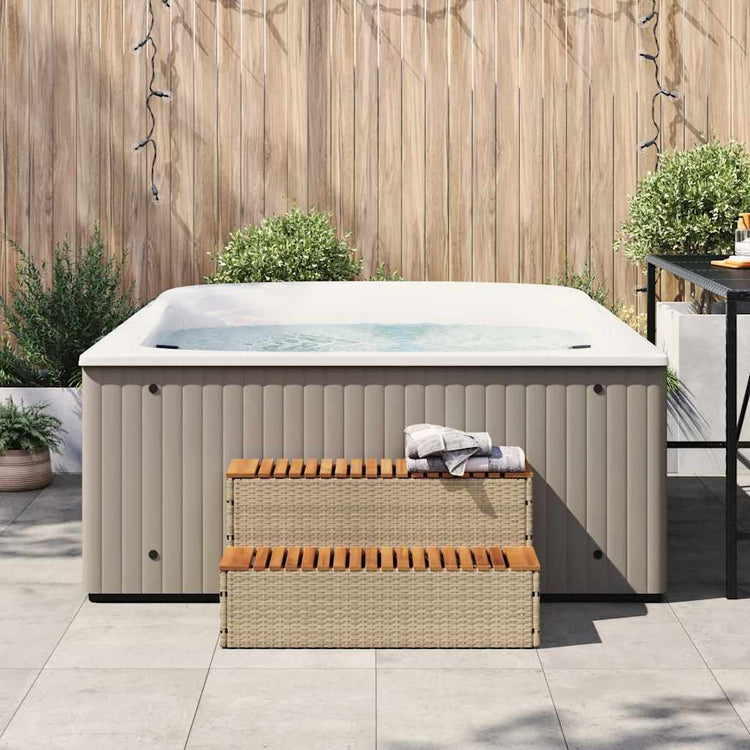 Vidaxx Whirlpool-Stufe 100 x 50 x 50,5 cm, Polyrattan, massives Akazienholz