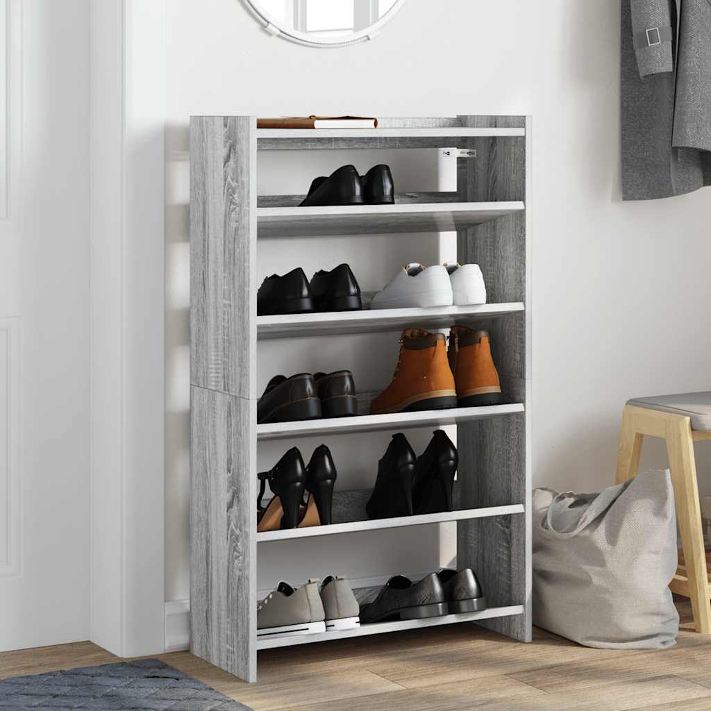 VIDAXL -Schuhregal 60x25x100 cm verarbeitetes Holzgrau Sonoma Eiche gefärbt